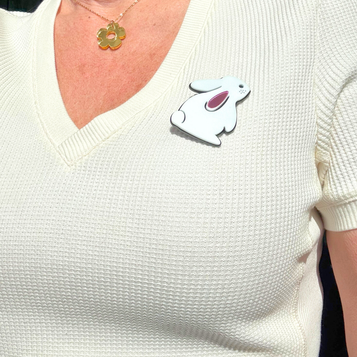 White Bunny Pin
