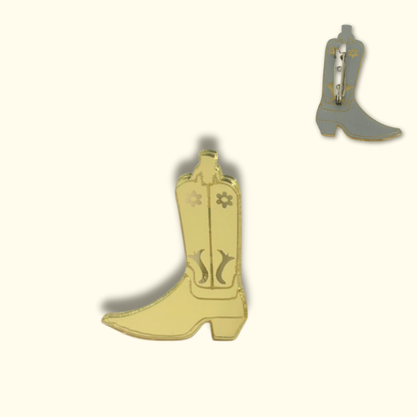 Gold Mirror Cowboy boot pin