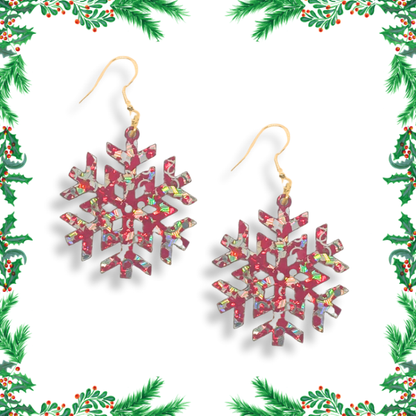 Glitter Snowflake Earrings