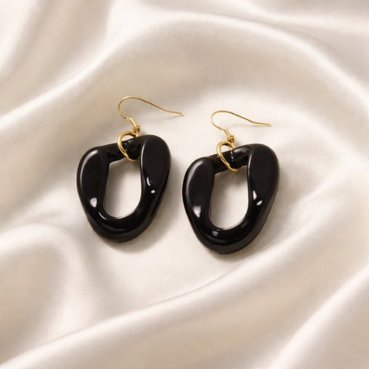 Midnight Black Cuban Link Earrings