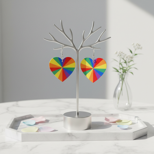 Rainbow Heart Earrings - Kaleidoscope