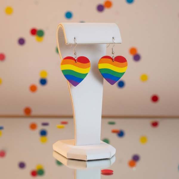 Rainbow Heart Earrings - Wave